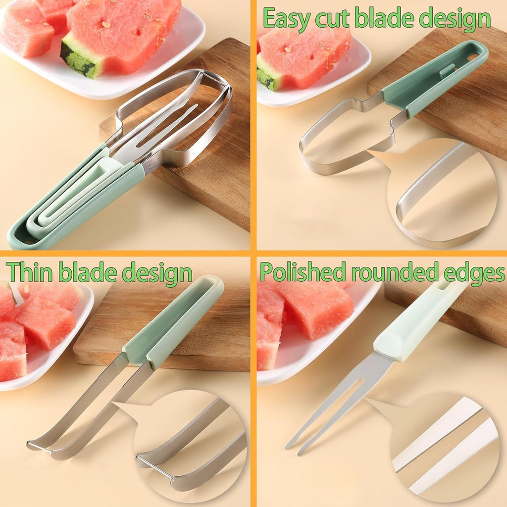 3-In-1 Stainless Steel Watermelon Fork, Slicer And Cutter