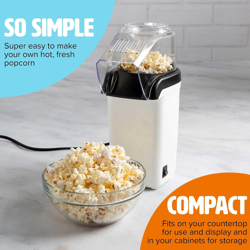 8 Cups Fast & Easy Hot Air Popcorn Popper,  Built-In Measuring Cup and Butter Warmer