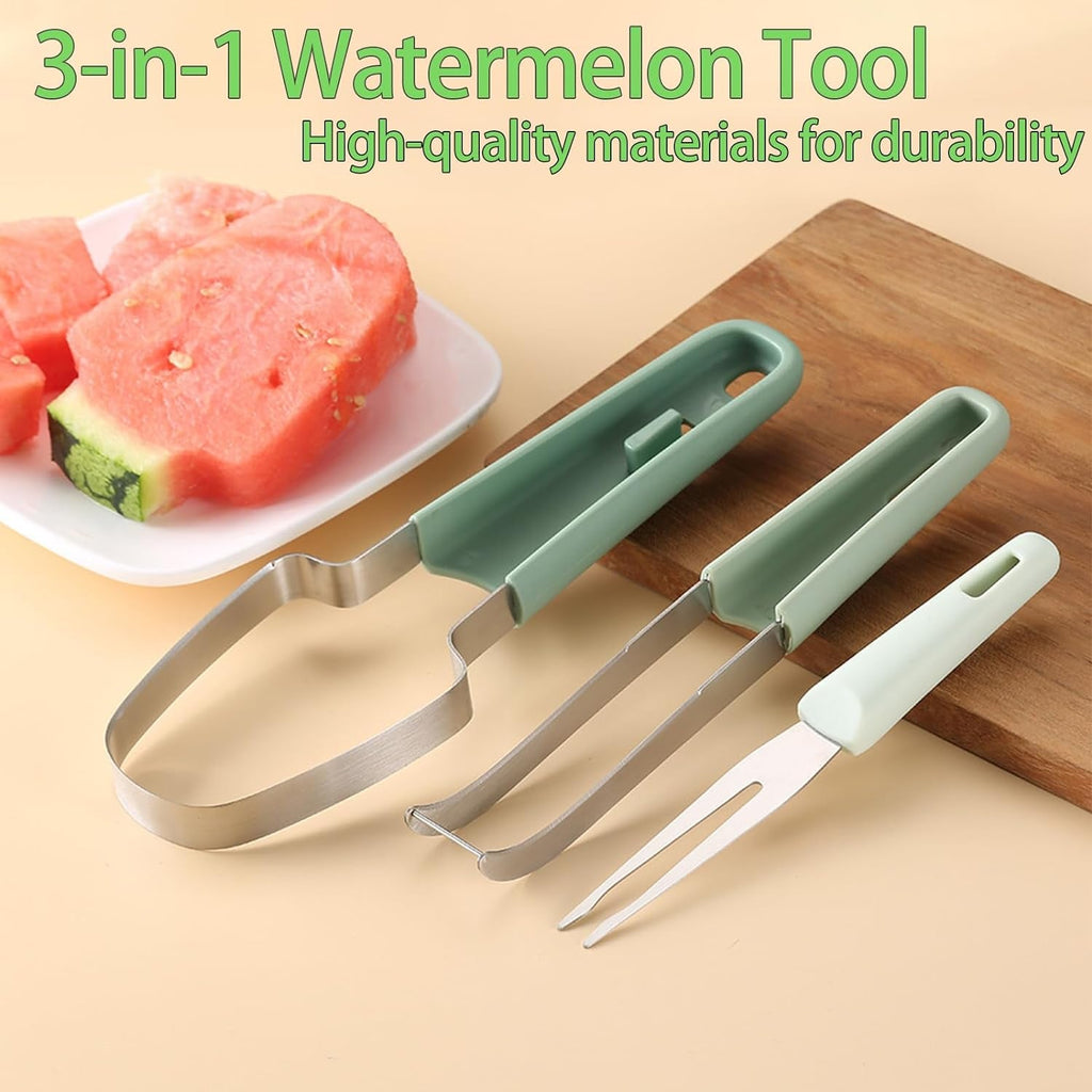 3-In-1 Stainless Steel Watermelon Fork, Slicer And Cutter