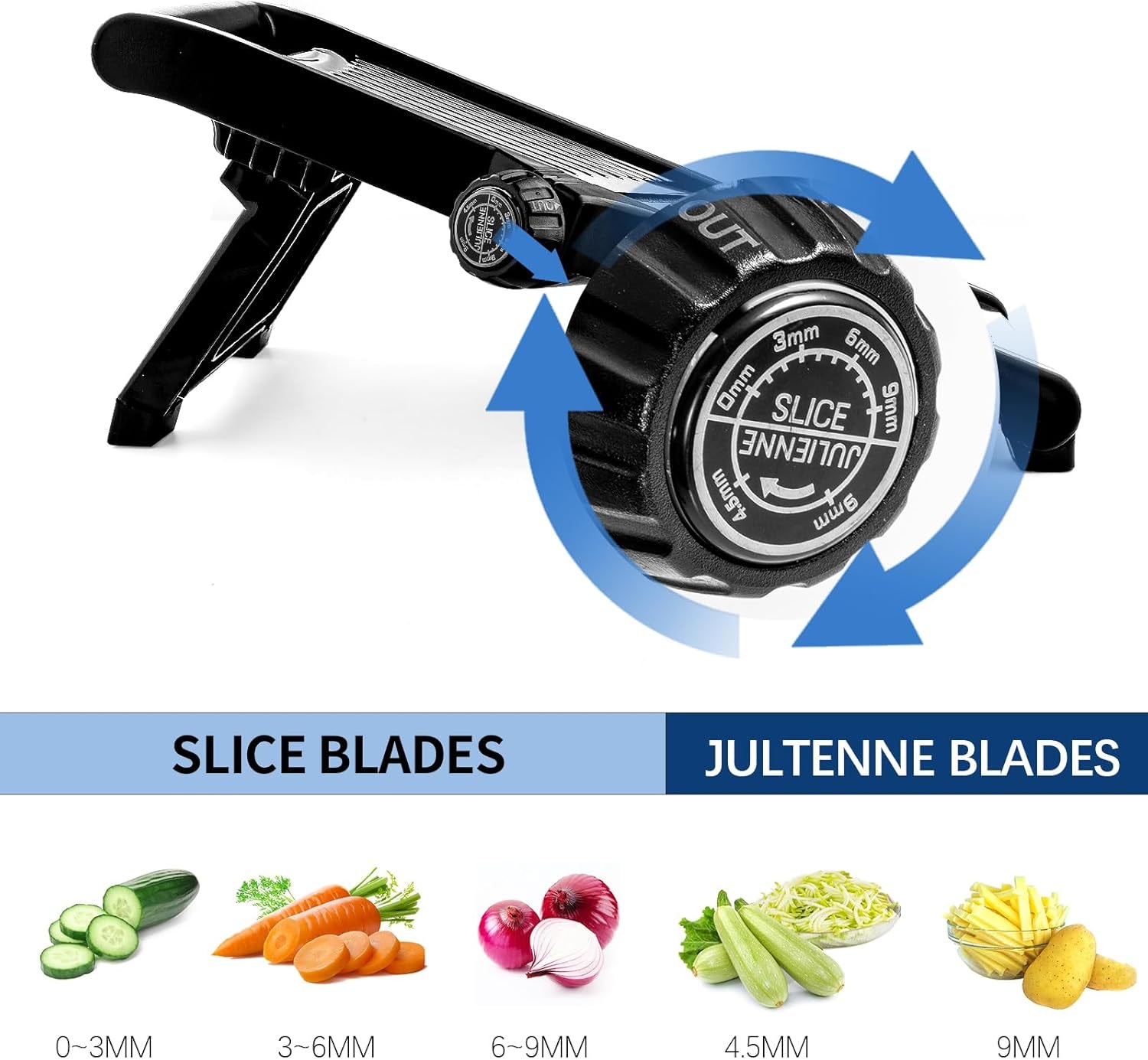 Adjustable Stainless Steel Mandoline Slicer, Chopper  Julienne Cutter with Free Cut-Resistant Gloves