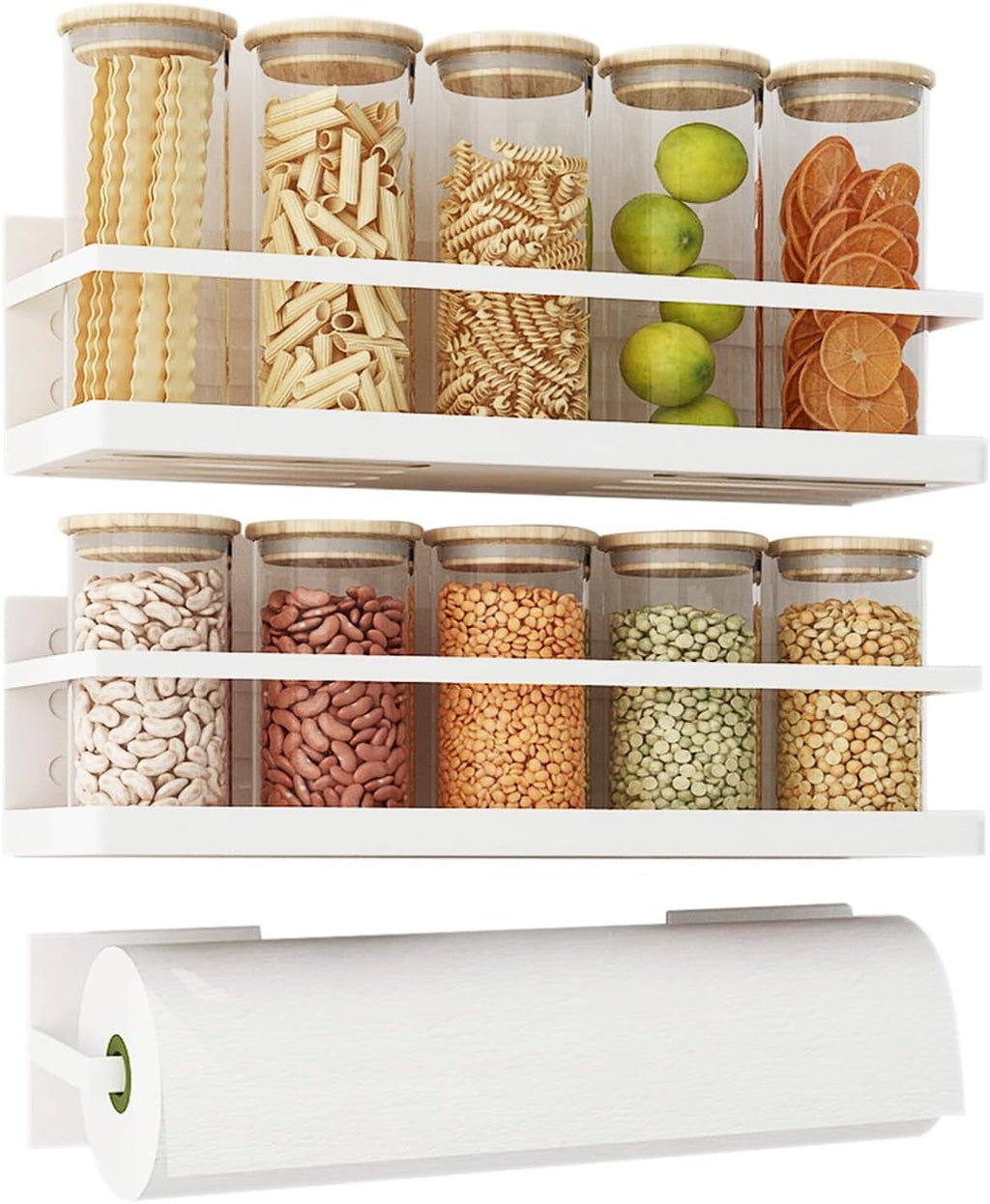 Magnetic Spice Rack, Shelf for Refrigerator or Microwave With Magnetic Paper Towel Holder-2 or 4 Pack