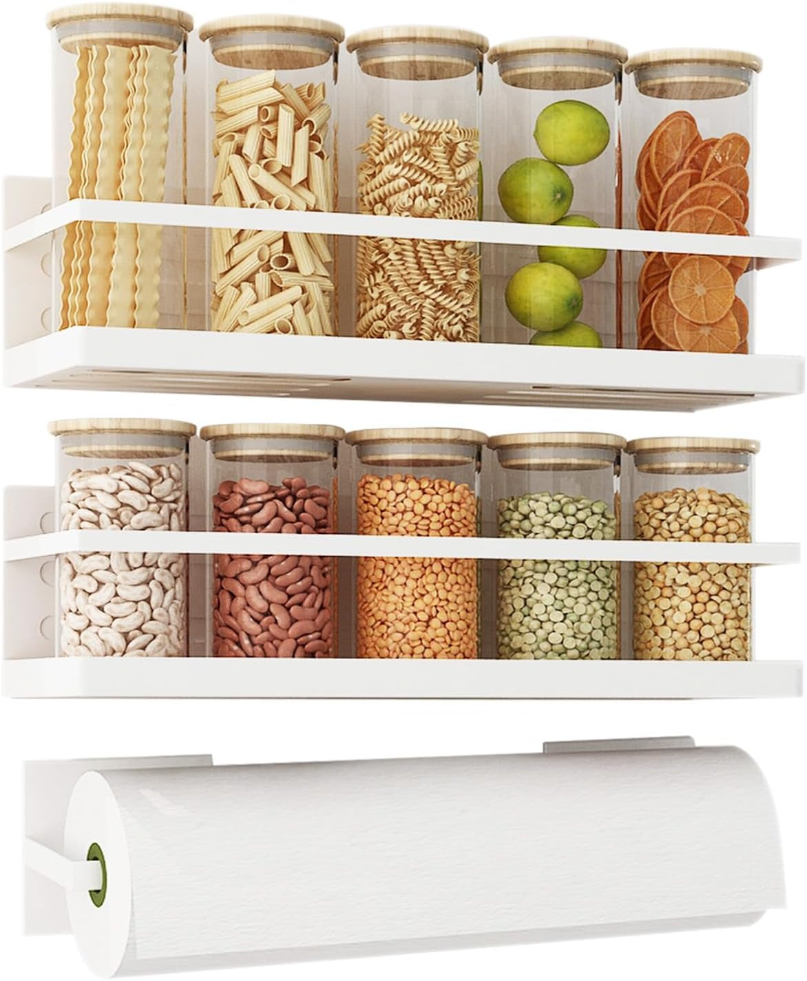 Magnetic Spice Rack, Shelf for Refrigerator or Microwave With Magnetic Paper Towel Holder-2 or 4 Pack