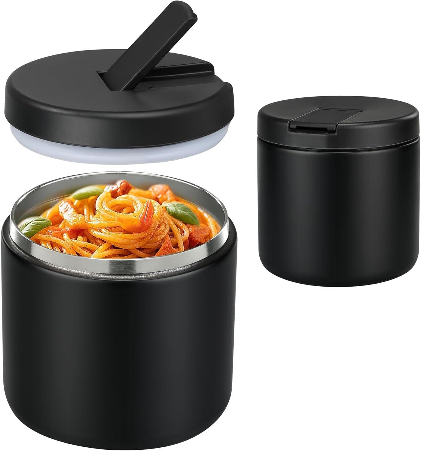 Insulated Vacuum Food Jar with Buckle Lid, Wide Mouth Soup Thermo. Leakproof & Stainless Steel Container- 19 oz or 12 oz