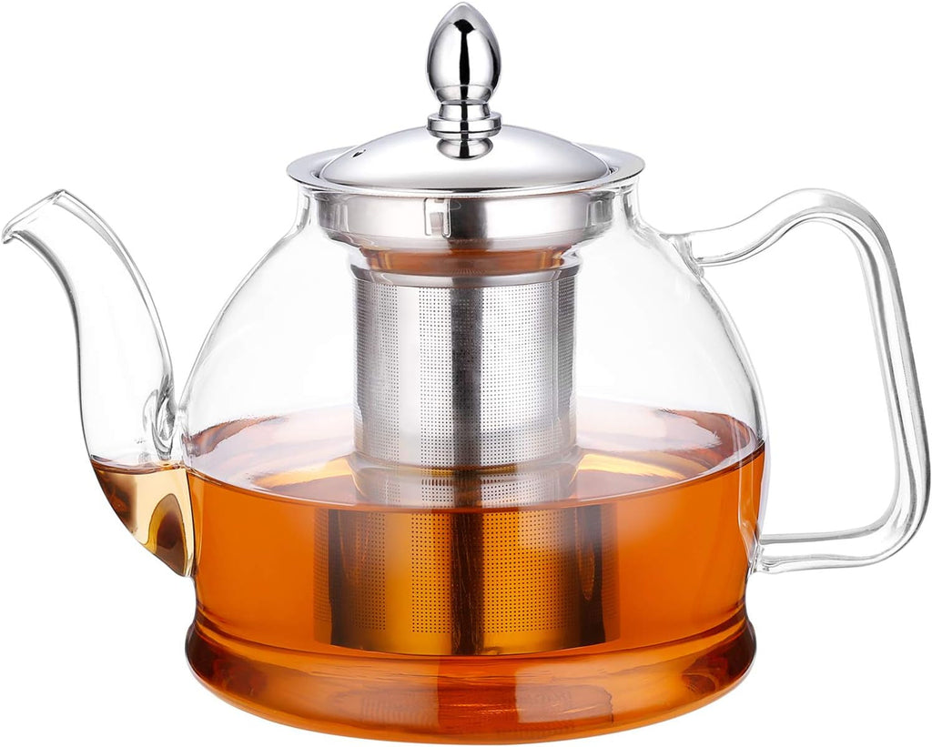 Glass Teapot with Removable Infuser, Stovetop Safe Tea Kettle- 33 Oz or 50 Oz
