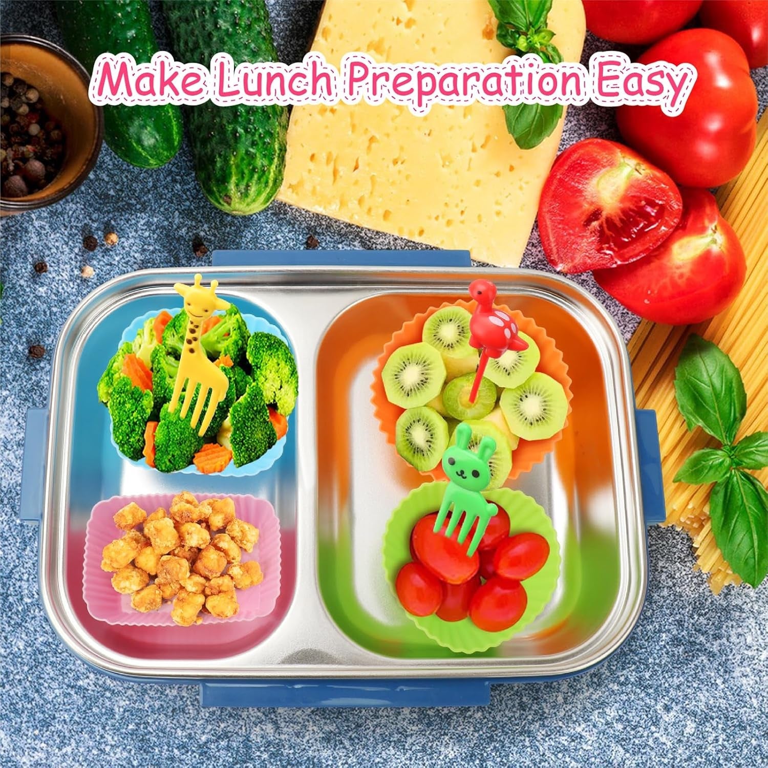 100 Pcs Silicone Lunch Box Dividers for Kids Lunch Accessories Set