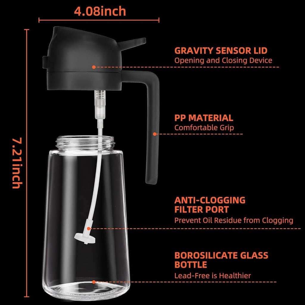 16 Oz Oil Dispenser Bottle for Kitchen - 2 in 1 Olive Oil Dispenser and Oil Sprayer - 470Ml Olive Oil Bottle