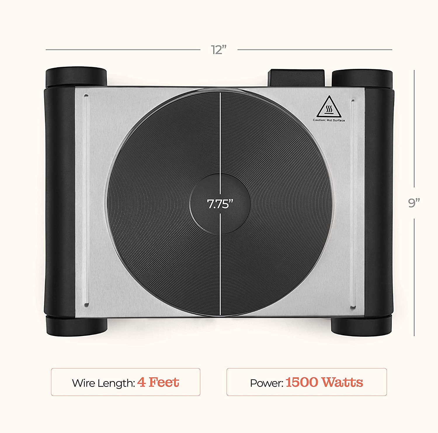 Electric Cast Iron Stovetop Hot Plate For Cooking- 1500W Single OR 1800W Double