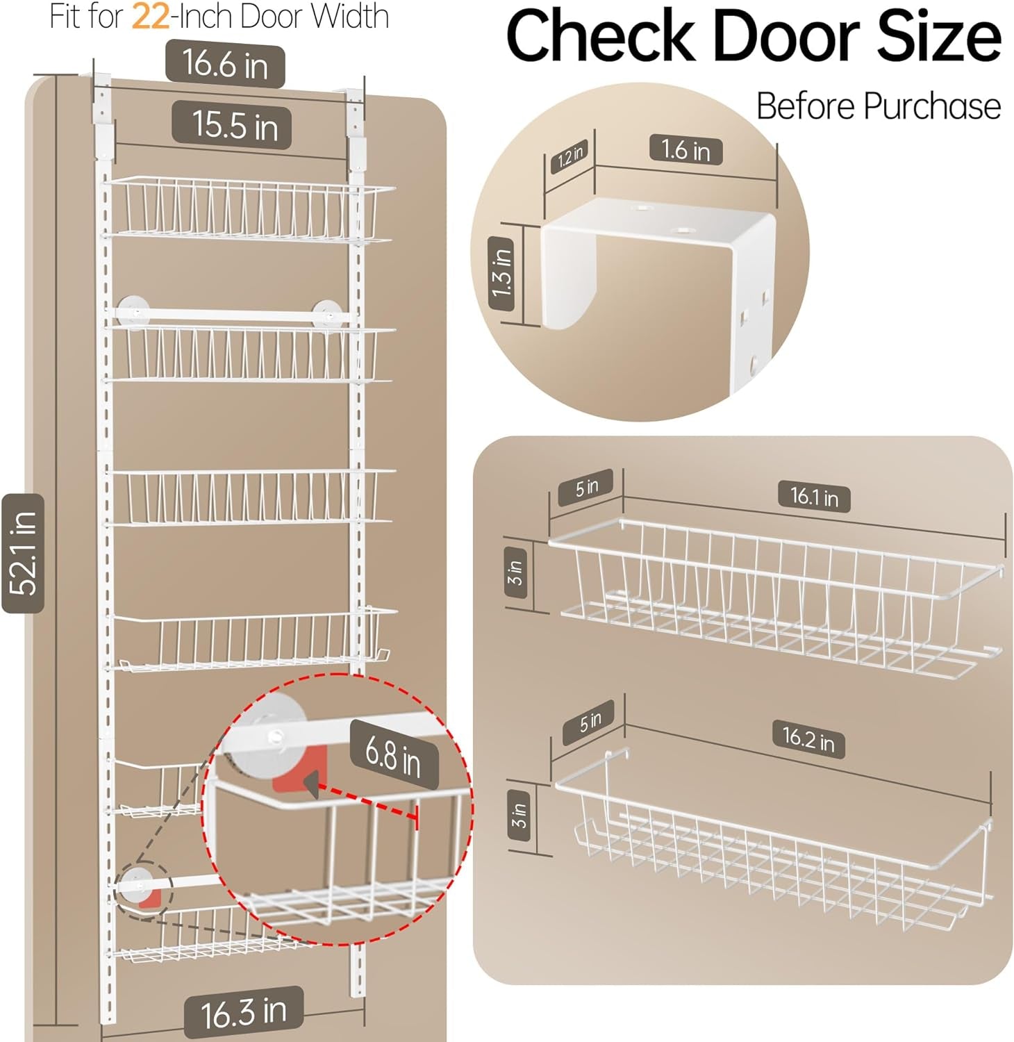 6-Tier Over The Door Adjustable Pantry Door Organizer