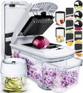 All-In-1 Vegetable Chopper, Dicer, Mandoline Slicer & Cheese Grater Includes Bonus Handheld Spiralizer
