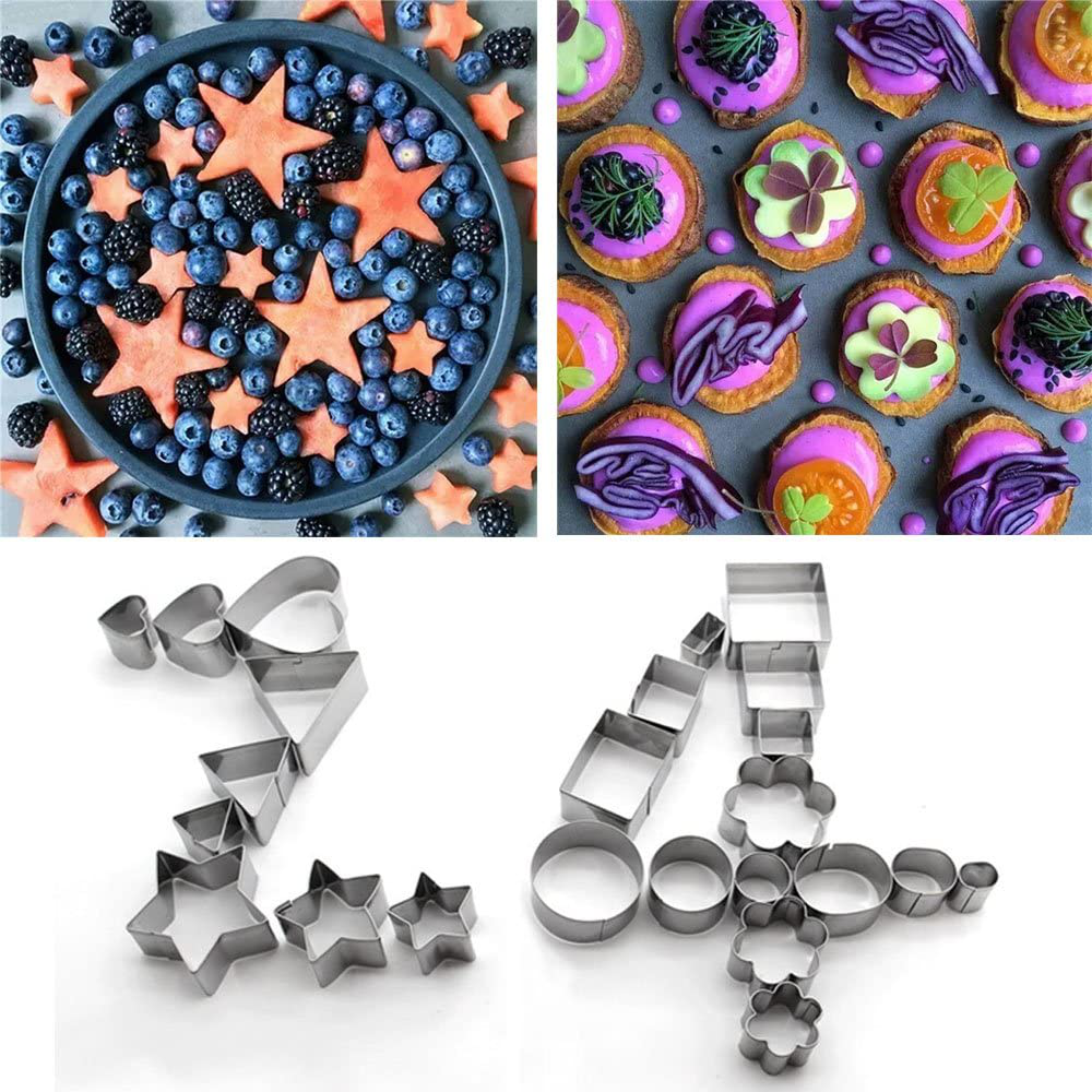 24 Pcs Stainless Steel Cookie Cutters Set- Geometric Assorted Size