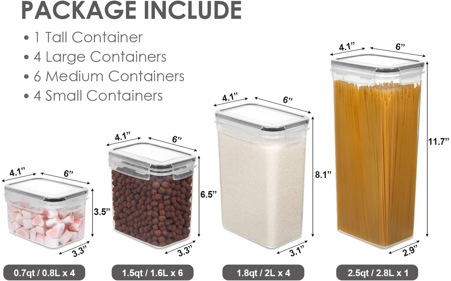 15 pcs Airtight Food Storage Containers Set with Lids, ,Include 24 Labels