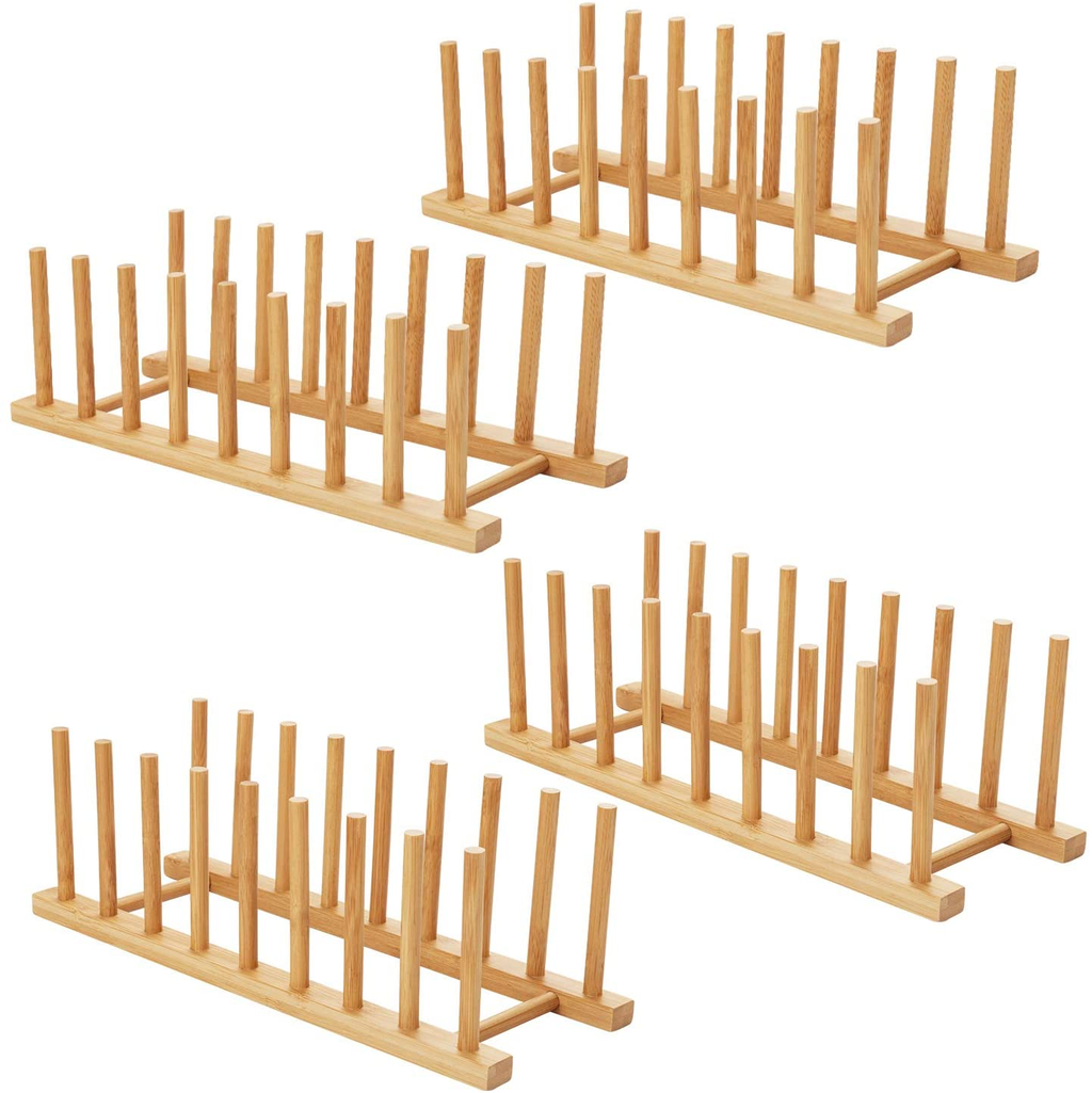 Bamboo Dish Plate, Bowl, Cup, Book,Pot Lid, Cutting Board, Drying Rack Or Kitchen Cabinet Organizer