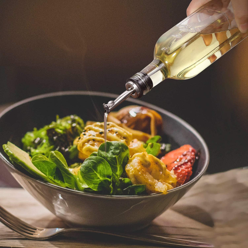 2 PACK, 17 Oz Glass Olive Oil Dispenser Bottle Set - 500ML