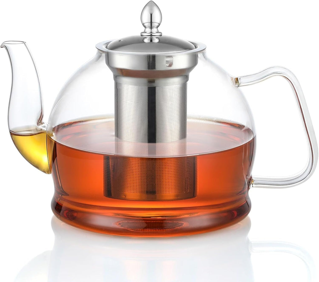 Glass Teapot with Removable Infuser, Stovetop Safe Tea Kettle- 33 Oz or 50 Oz