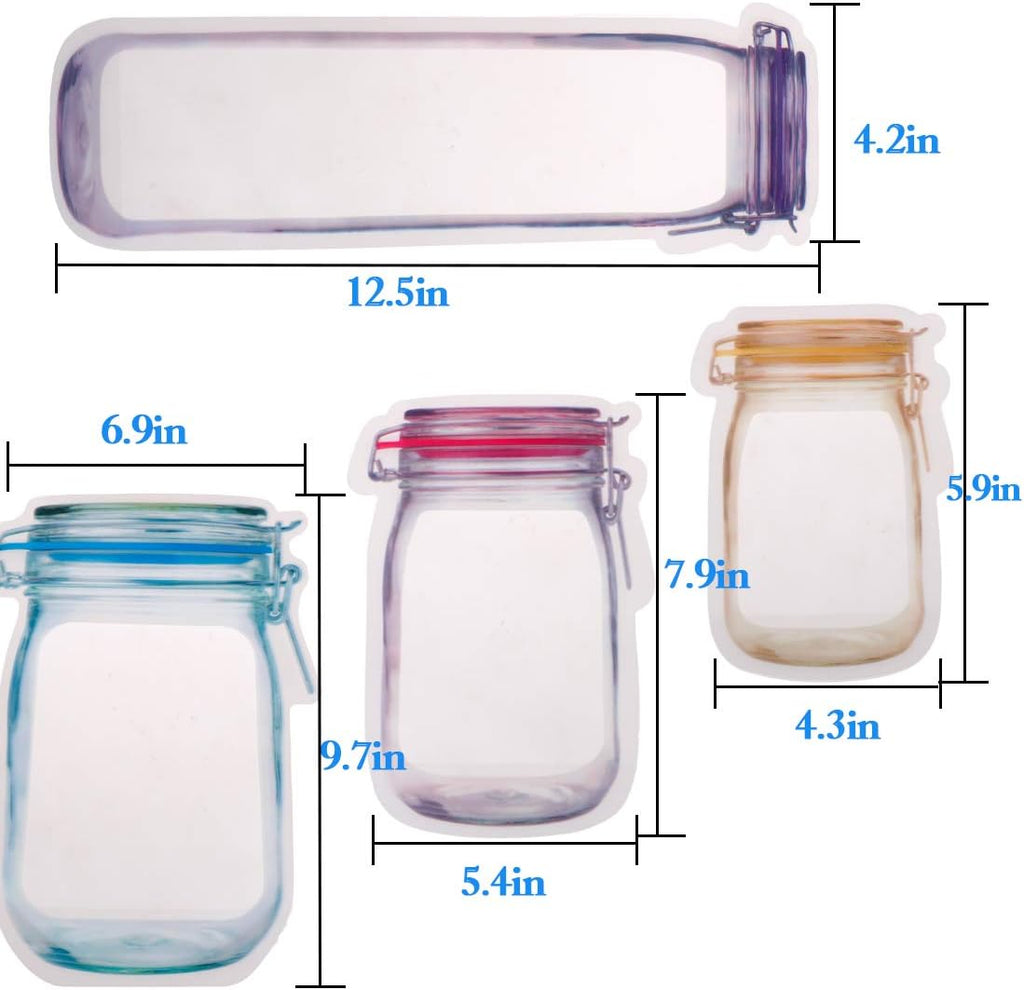 40Pcs Reusable And Leak Proof Mason Jars, Ziplock Bags For Storage