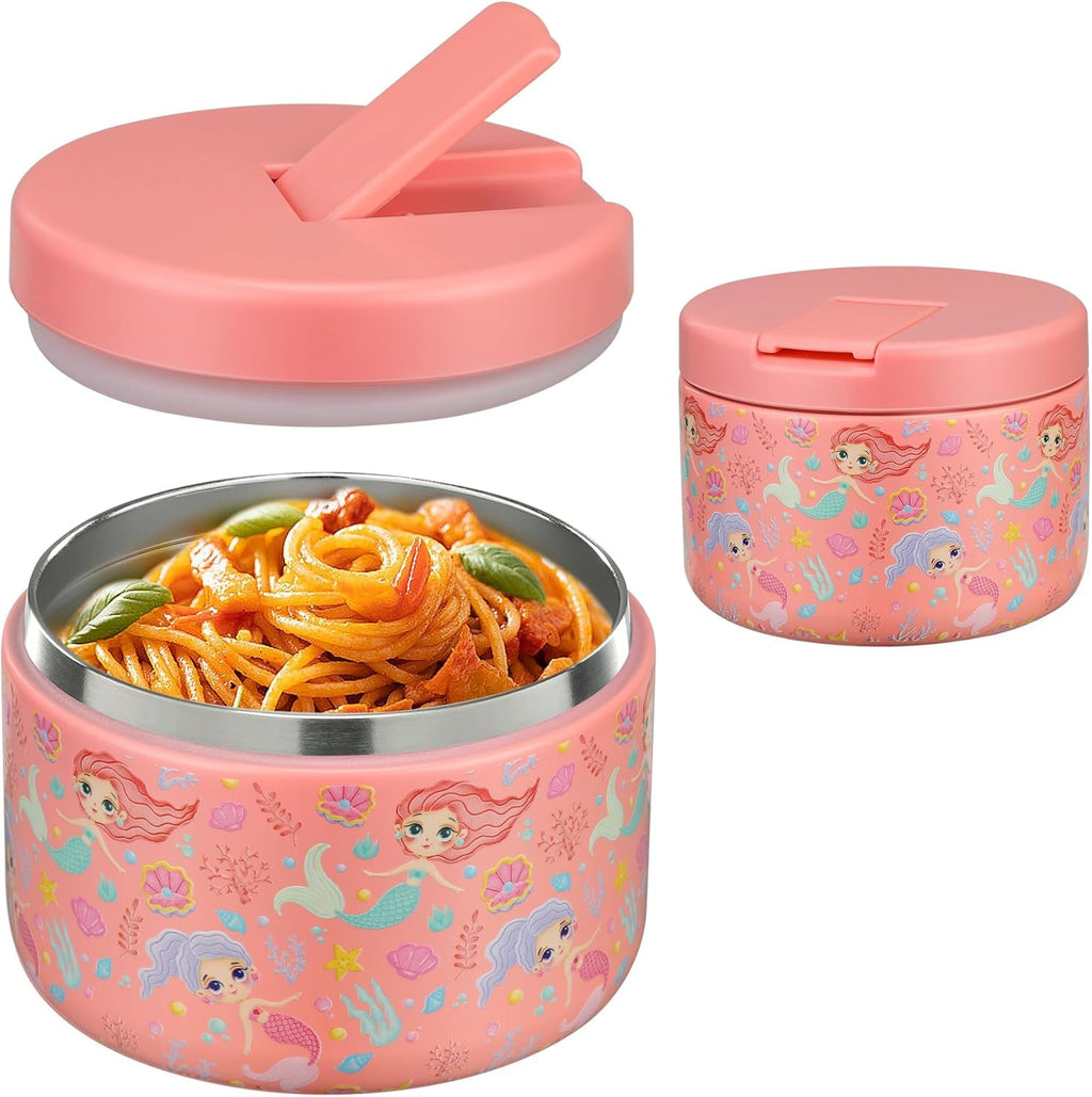 Insulated Vacuum Food Jar with Buckle Lid, Wide Mouth Soup Thermo. Leakproof & Stainless Steel Container- 19 oz or 12 oz
