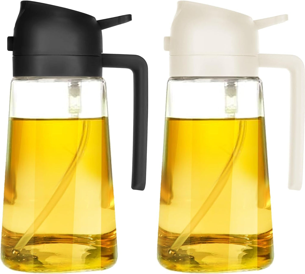 16 Oz Oil Dispenser Bottle for Kitchen - 2 in 1 Olive Oil Dispenser and Oil Sprayer - 470Ml Olive Oil Bottle