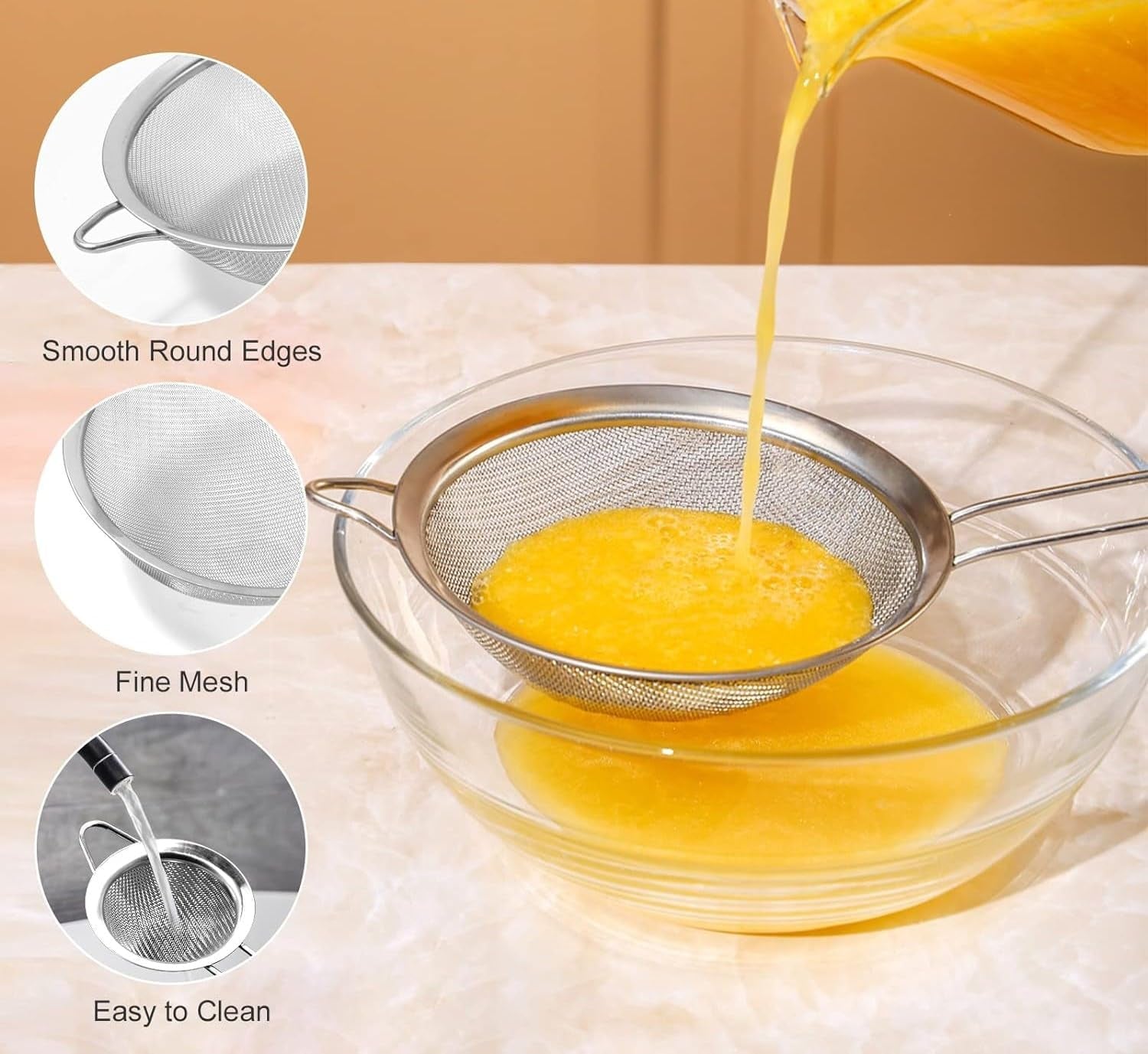 Set of 3 Stainless Steel Strainers (S,M,L)