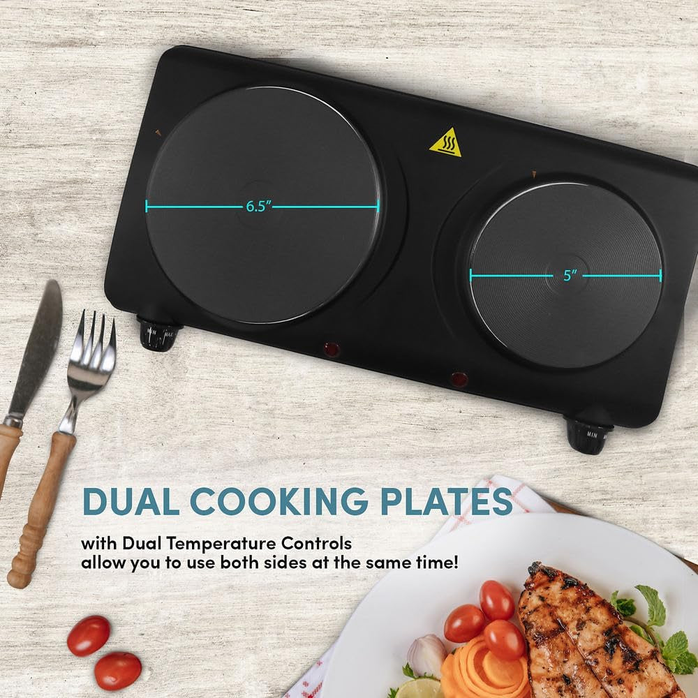 Countertop Double Or Single Cast Iron Burner, 1500 or 1000 Watts Electric Hot Plate