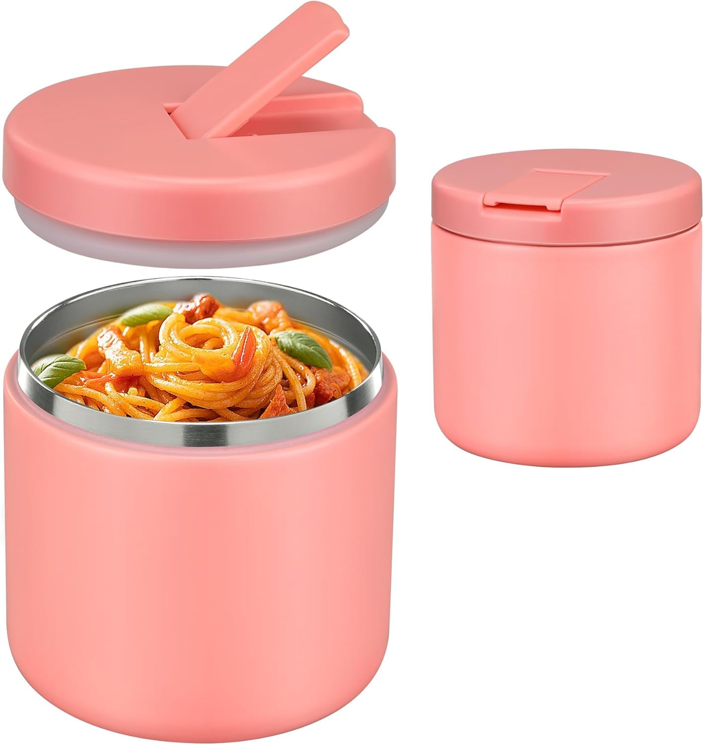 Insulated Vacuum Food Jar with Buckle Lid, Wide Mouth Soup Thermo. Leakproof & Stainless Steel Container- 19 oz or 12 oz