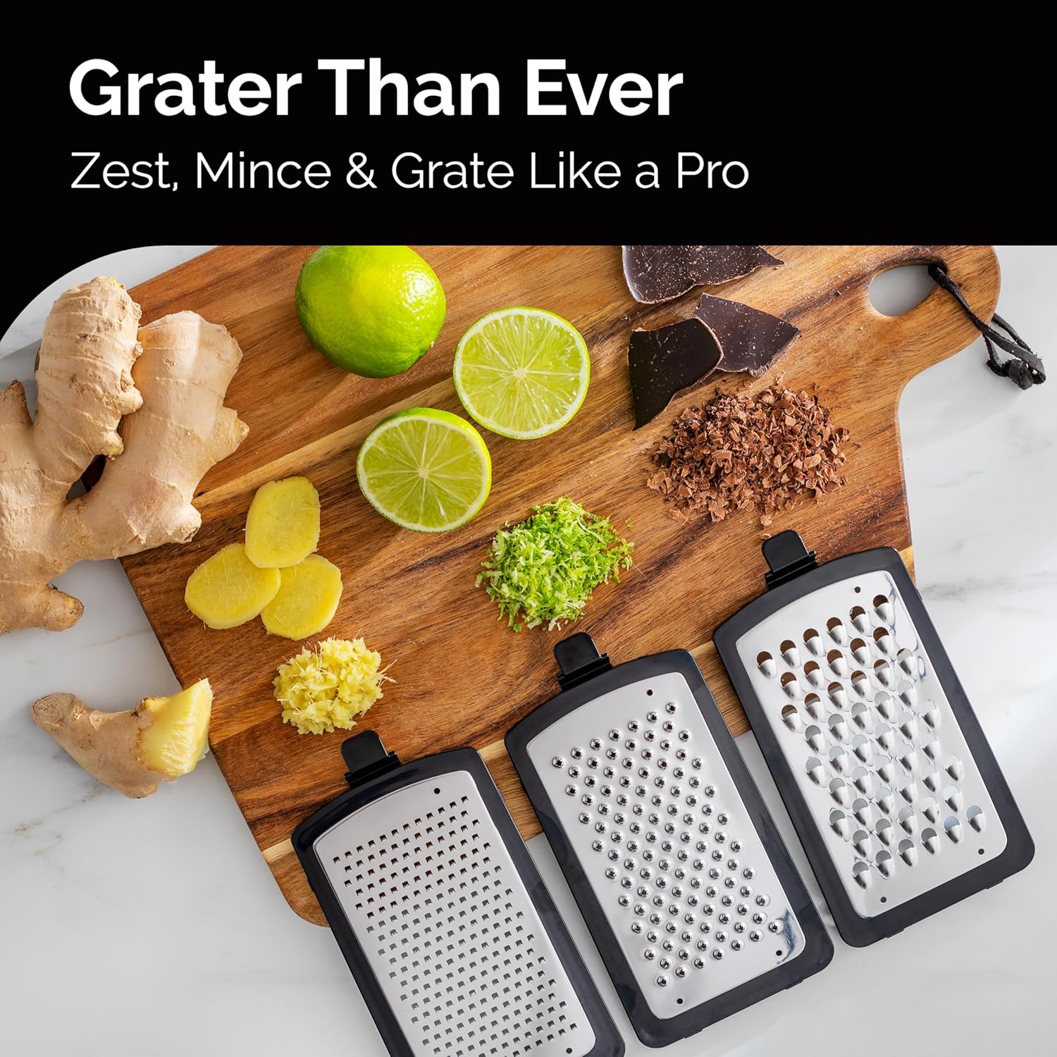 Cheese Grater with Garlic Crusher- Box Grater Vegetable Shredder with 3 Stainless Steel Blades - Graters for Kitchen- Cheese Graters with Handle - Garlic Mincer Tool and Vegetable Peeler