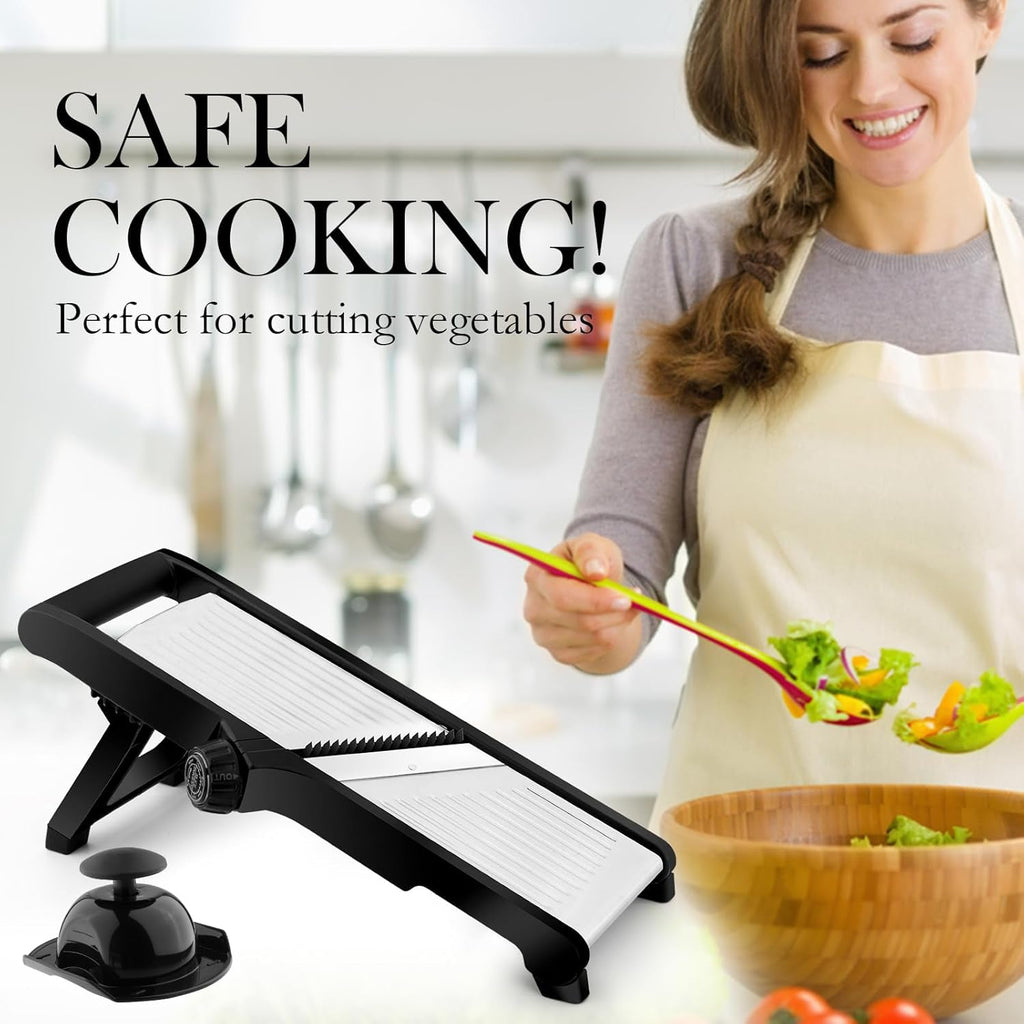 Adjustable Stainless Steel Mandoline Slicer, Chopper  Julienne Cutter with Free Cut-Resistant Gloves