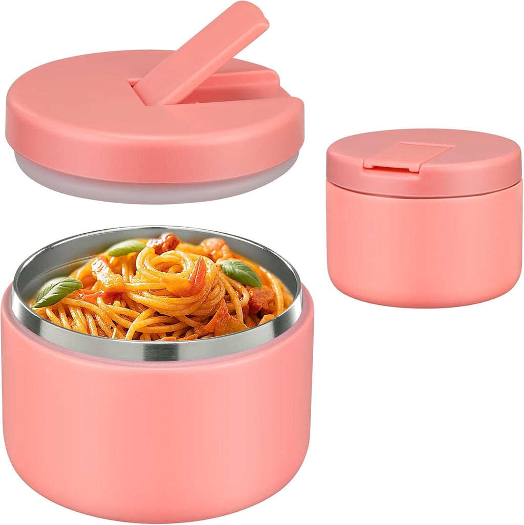 Insulated Vacuum Food Jar with Buckle Lid, Wide Mouth Soup Thermo. Leakproof & Stainless Steel Container- 19 oz or 12 oz