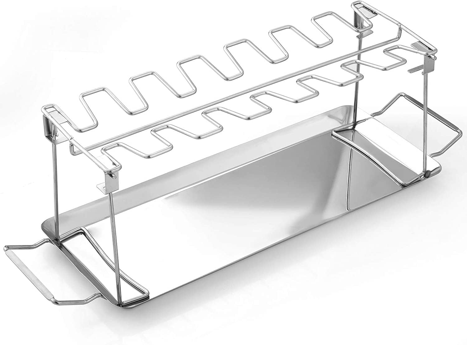 Premium Stainless Steel Chicken Leg Rack for Grill with Drip Tray