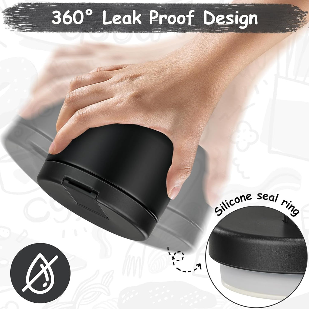 Insulated Vacuum Food Jar with Buckle Lid, Wide Mouth Soup Thermo. Leakproof & Stainless Steel Container- 19 oz or 12 oz