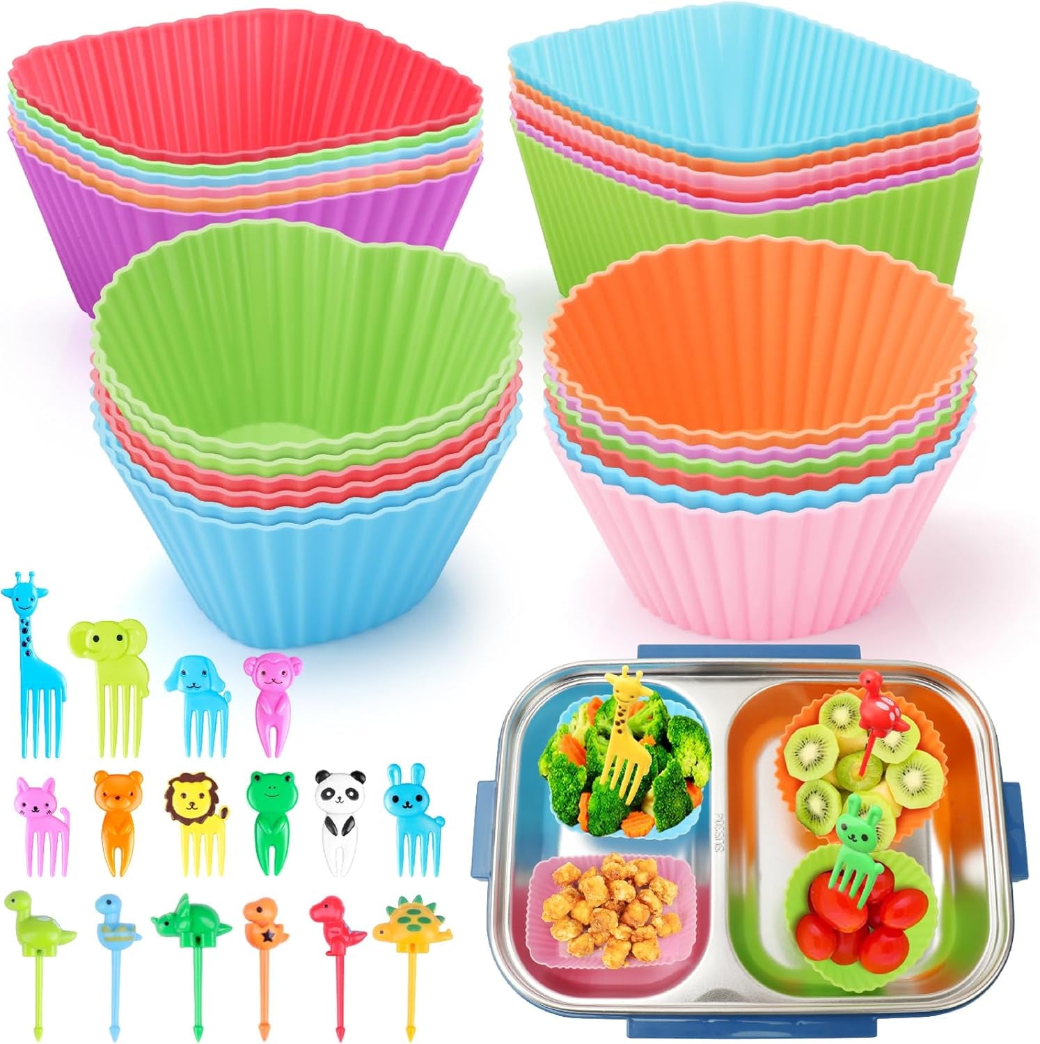 100 Pcs Silicone Lunch Box Dividers for Kids Lunch Accessories Set