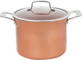 7 QT Copper, Granite, or Sapphire Non Stick Stock Pot Casserole (Induction Compatible) With Glass Lid
