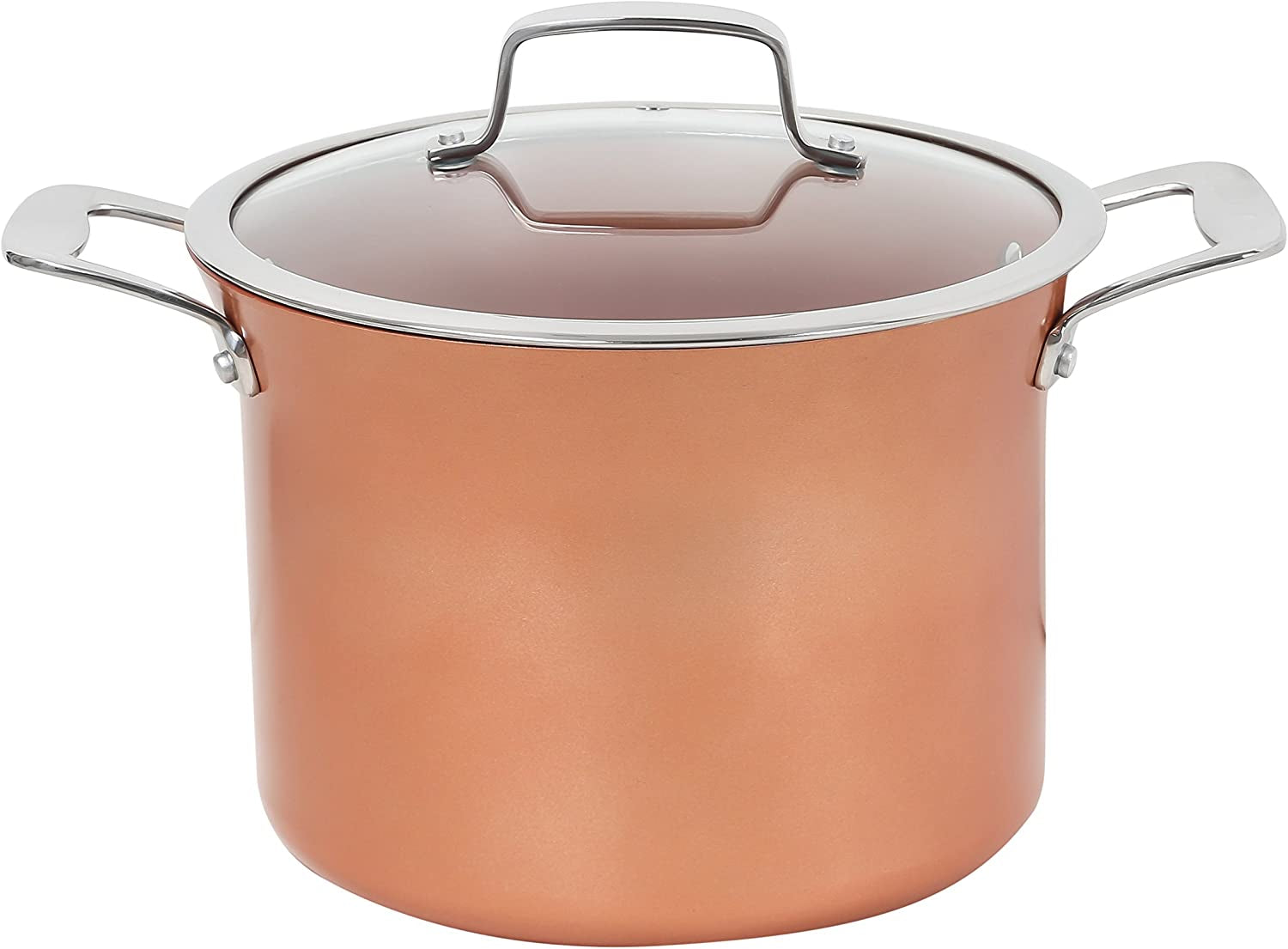 7 QT Copper, Granite, or Sapphire Non Stick Stock Pot Casserole (Induction Compatible) With Glass Lid