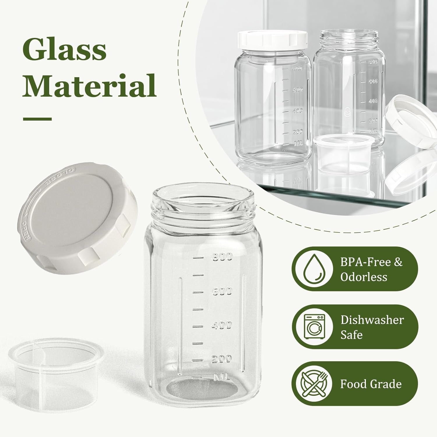 Glass Leakproof Salad Jars With Lids and Dressing Cup