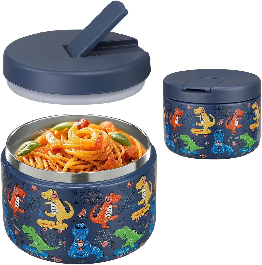 Insulated Vacuum Food Jar with Buckle Lid, Wide Mouth Soup Thermo. Leakproof & Stainless Steel Container- 19 oz or 12 oz