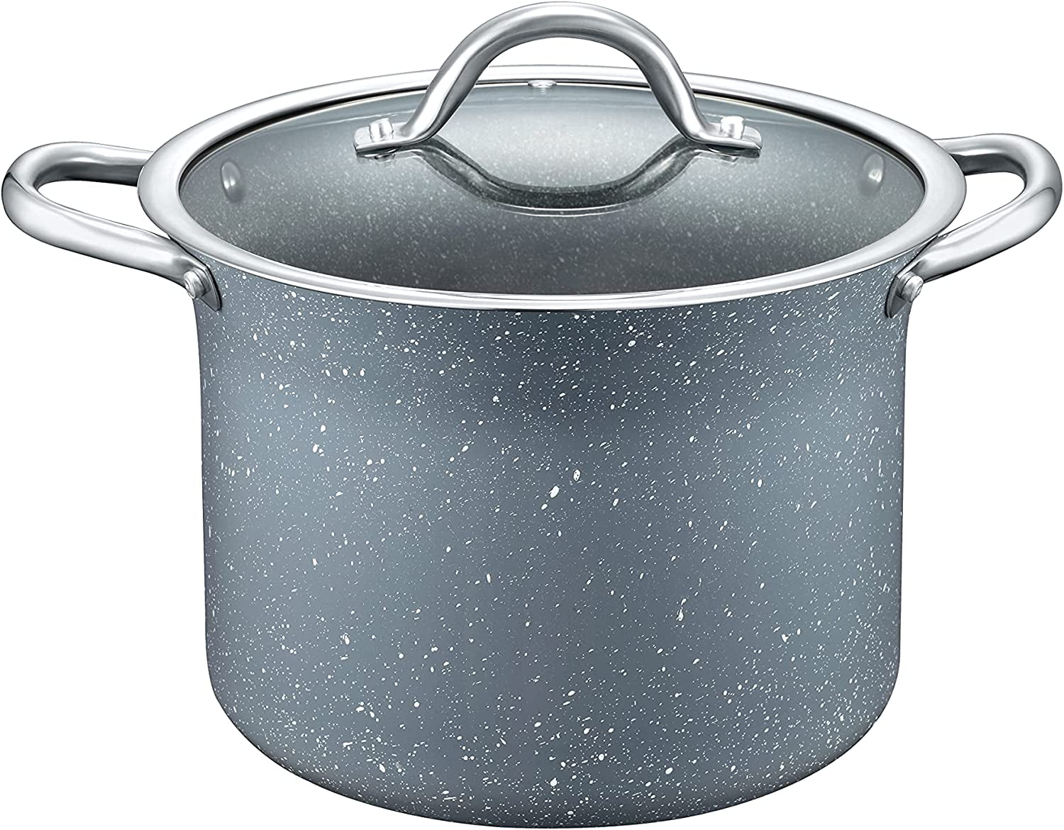 7 QT Copper, Granite, or Sapphire Non Stick Stock Pot Casserole (Induction Compatible) With Glass Lid