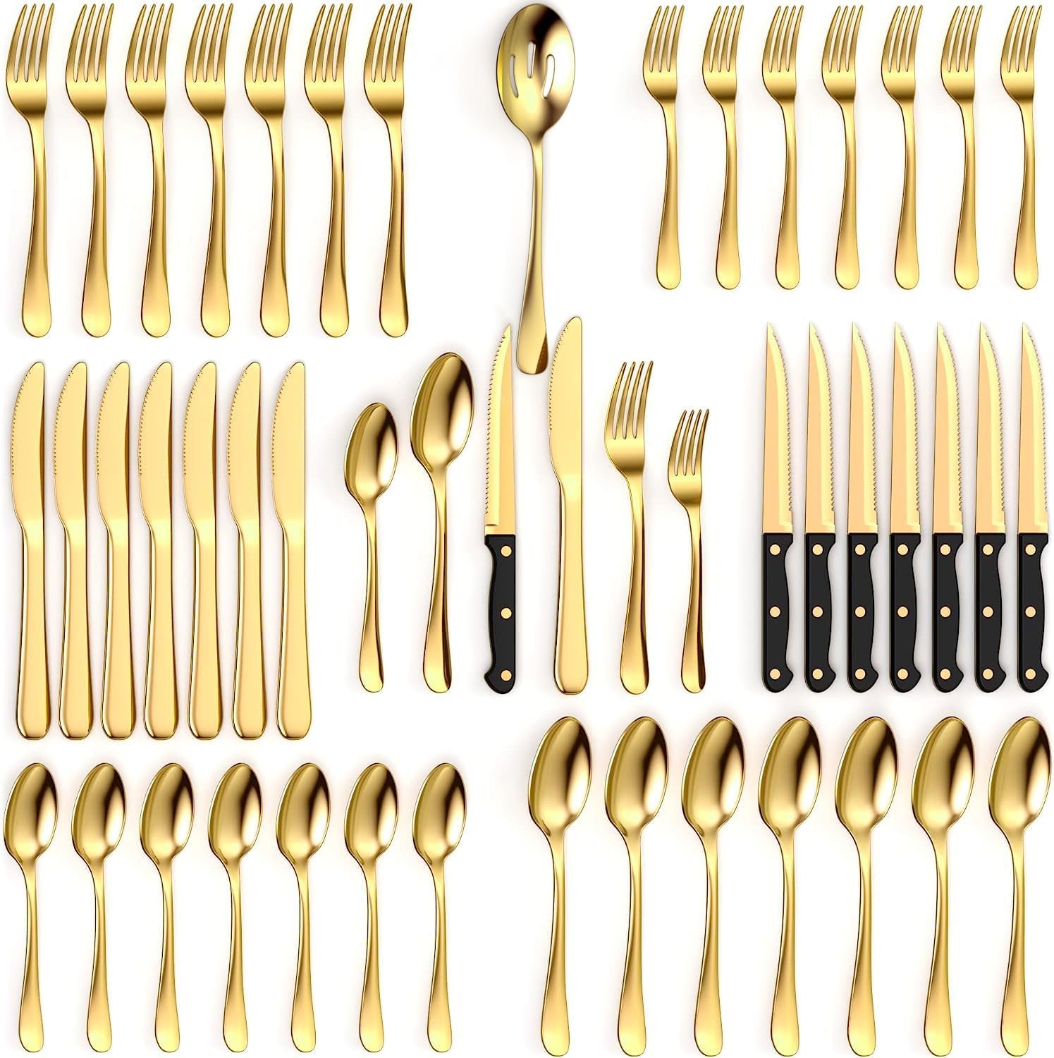 48 Piece Silverware Set - Service for 8 - Stainless Steel Flatware Serving Set - Stunning Polished Finish