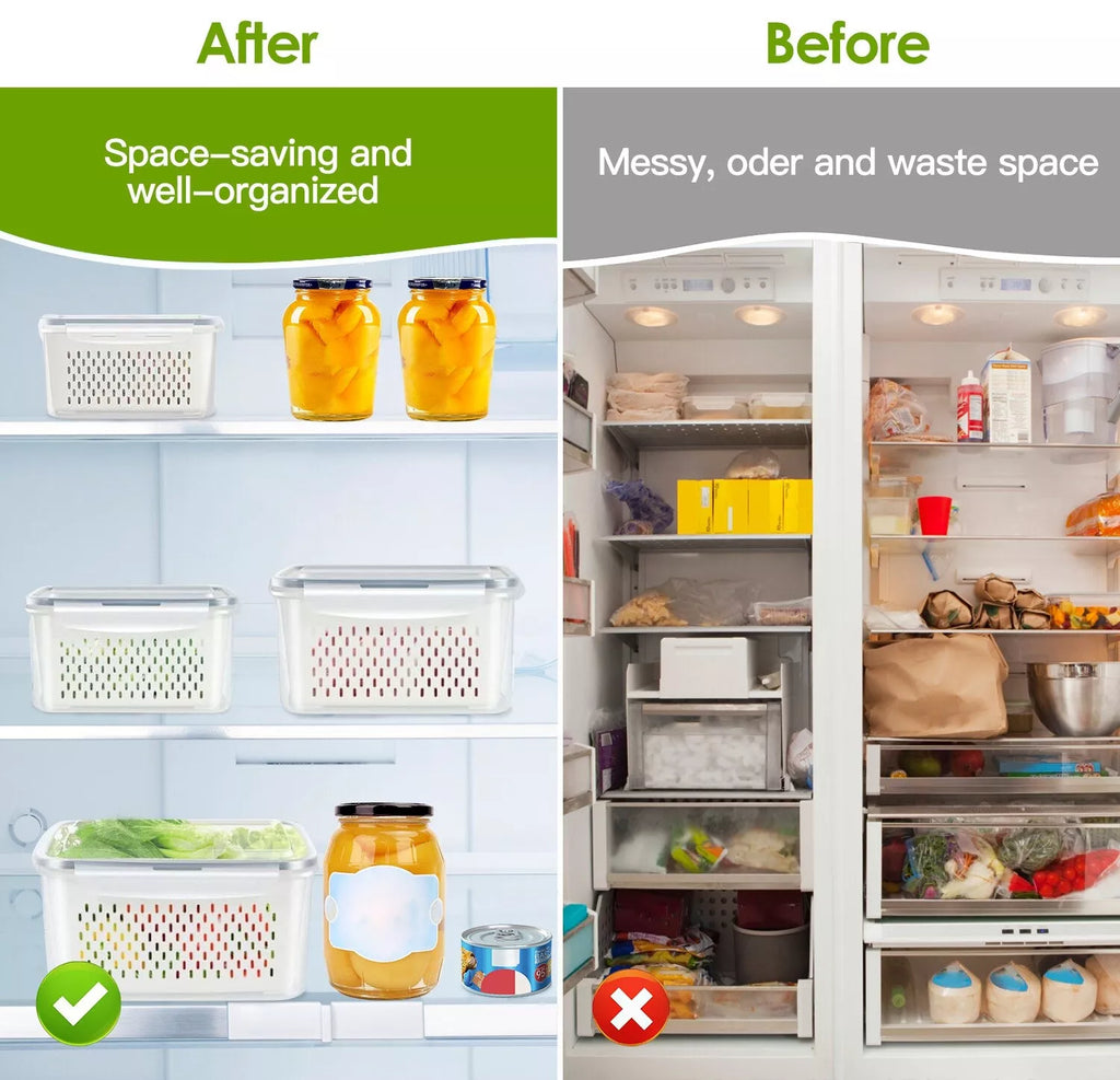 5-Pieces Fruit Vegetable Storage Containers For For Fridge With Lids & Colanders