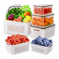 5-Pieces Fruit Vegetable Storage Containers For For Fridge With Lids & Colanders