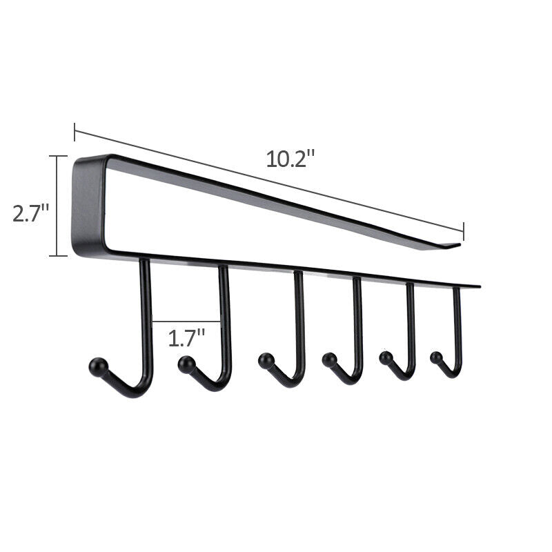 2 Pack, 6 Hooks Cup Holder, Shelf Storage, Rack Organizer