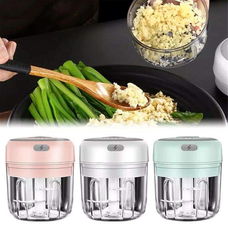 Electric 300ML Garlic Press, Meat Mincer, Blender And Mixer With 100ML Cup Free