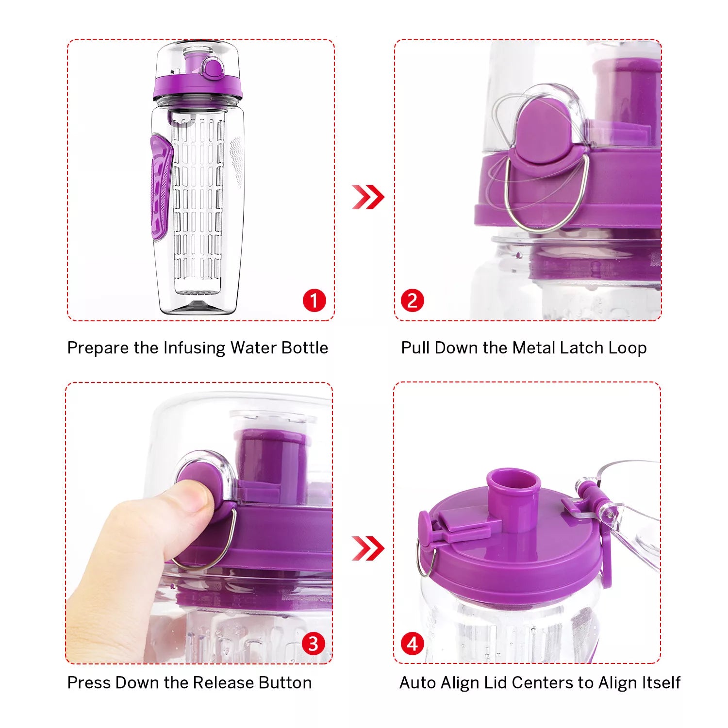 32 Oz Fruit Infusing Infuser Water Bottle- BPA Free