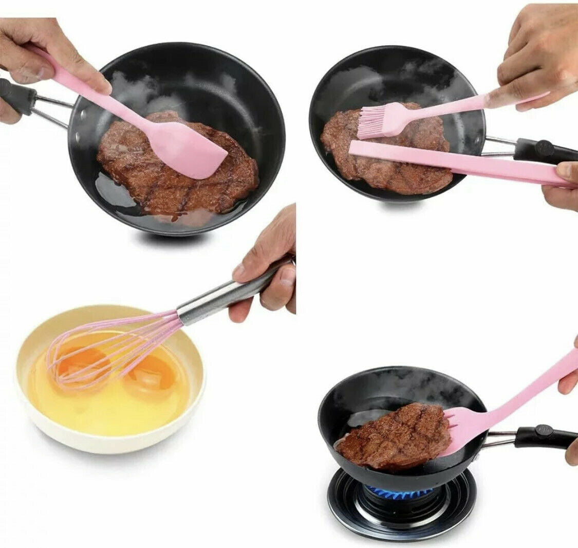 5 Pcs Non Stick Silicone, Heat Resistant, Baking, Kitchen Tools Spatula Set