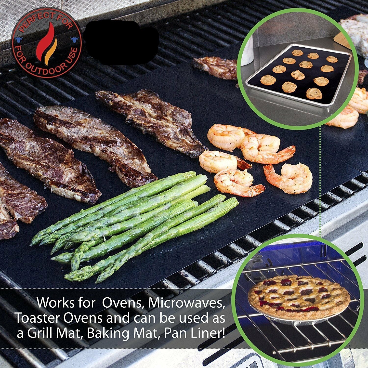 Set of 2 Large Heavy Duty Nonstick Teflon BPA Free Oven Mat- Oven Liners