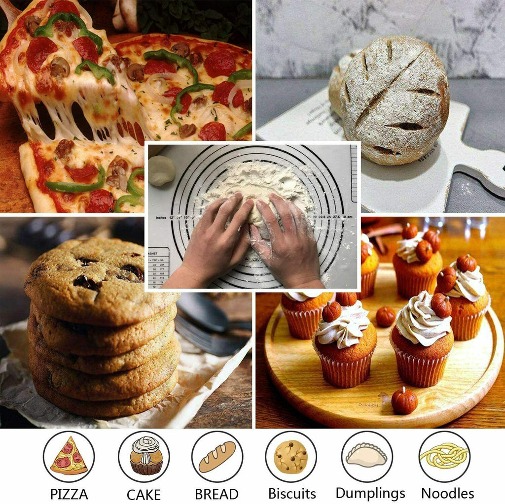 2 Pack Silicone, Non Slip, Measurement Pastry Mat