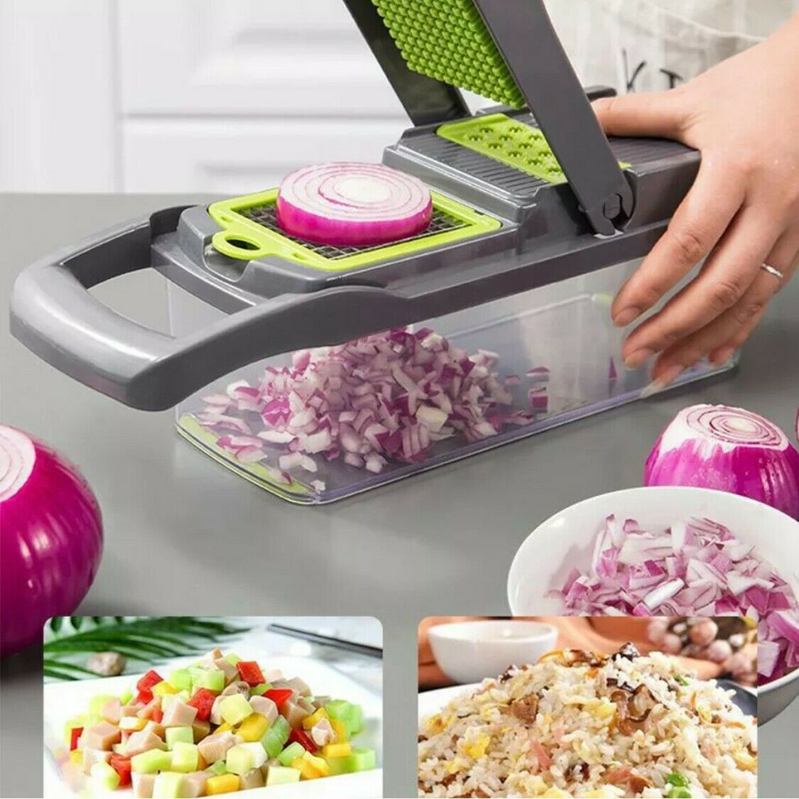 15-In-1 Vegetable Fruit Chopper, Cutter, Veggie Dicer Slicer With Container