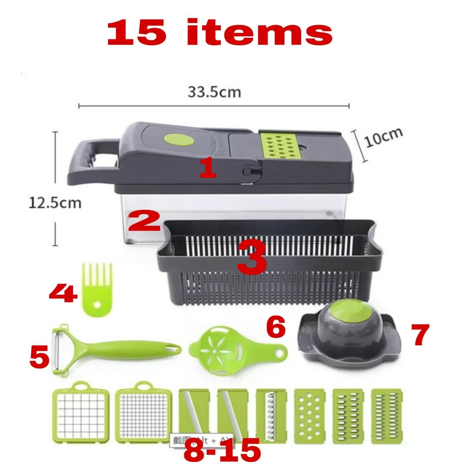 15-In-1 Vegetable Fruit Chopper, Cutter, Veggie Dicer Slicer With Container