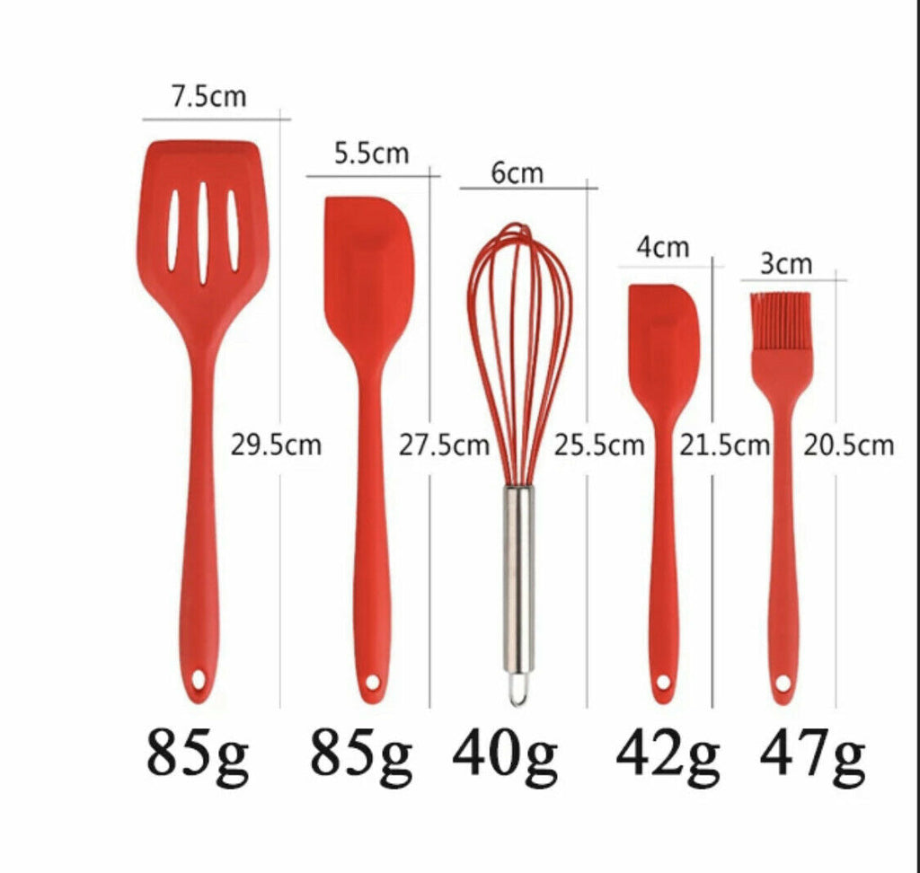 5 Pcs Non Stick Silicone, Heat Resistant, Baking, Kitchen Tools Spatula Set