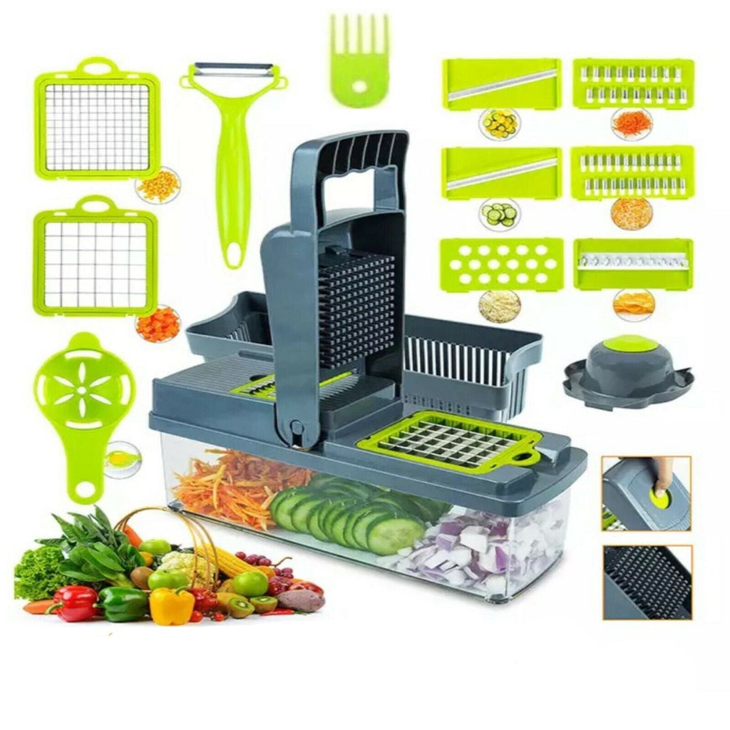 15-In-1 Vegetable Fruit Chopper, Cutter, Veggie Dicer Slicer With Container