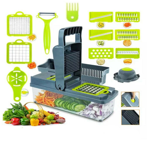 15-In-1 Vegetable Fruit Chopper, Cutter, Veggie Dicer Slicer With Container