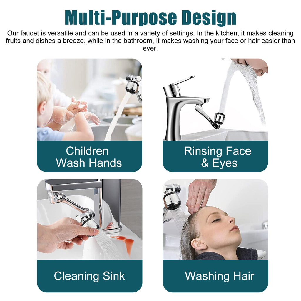 2 Pack Universal 1080° Swivel Extension, Faucet Aerator & Rotater- Robotic Arm Design